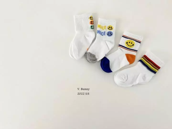 V Bunny - Korean Children Fashion - #childrensboutique - Smiley Socks Set - 9