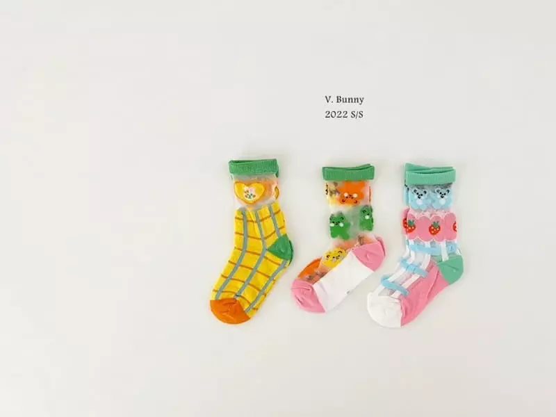 V Bunny - Korean Children Fashion - #childrensboutique - Jelly Socks Set - 7