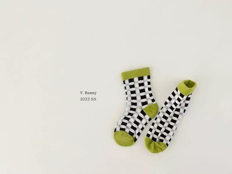 V Bunny - Korean Children Fashion - #discoveringself - Check Net Socks Set - 6