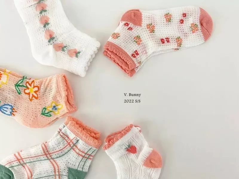 V Bunny - Korean Children Fashion - #kidzfashiontrend - Pins Socks Set - 6