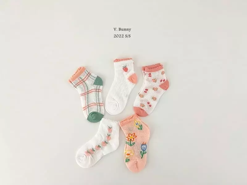 V Bunny - Korean Children Fashion - #littlefashionista - Pins Socks Set - 8