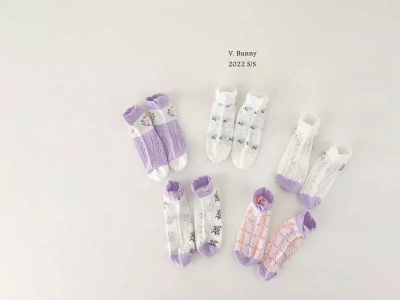 V Bunny - Korean Children Fashion - #littlefashionista - Lavendar Socks Set - 7