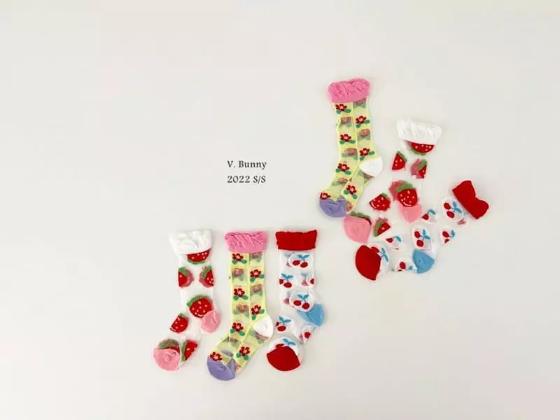 V Bunny - Korean Children Fashion - #littlefashionista - Straw Socks Set - 8