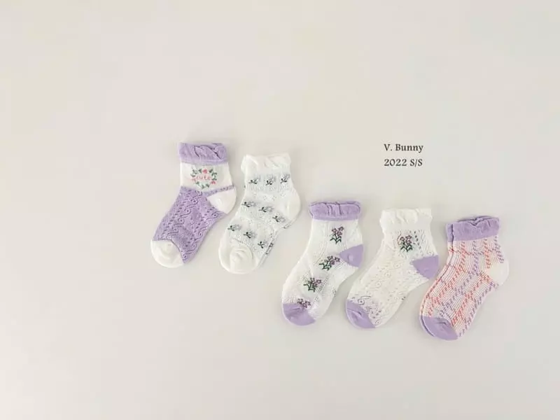 V Bunny - Korean Children Fashion - #magicofchildhood - Lavendar Socks Set - 8