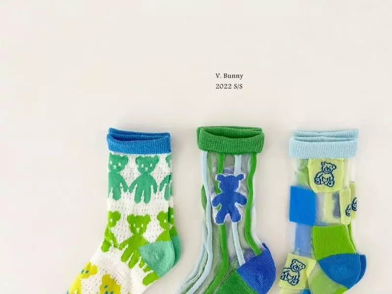 V Bunny - Korean Children Fashion - #magicofchildhood - Three Gimi Socks Set - 5