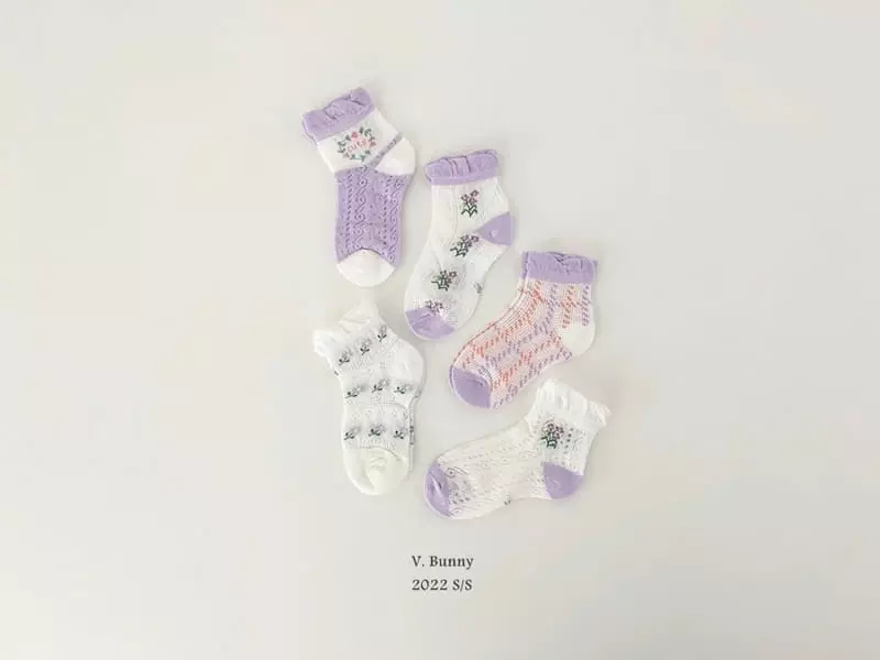 V Bunny - Korean Children Fashion - #minifashionista - Lavendar Socks Set - 9