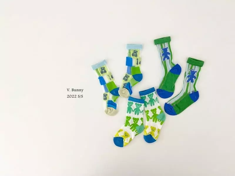 V Bunny - Korean Children Fashion - #prettylittlegirls - Three Gimi Socks Set - 7