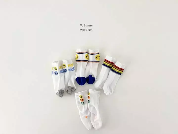 V Bunny - Korean Children Fashion - #toddlerclothing - Smiley Socks Set - 6