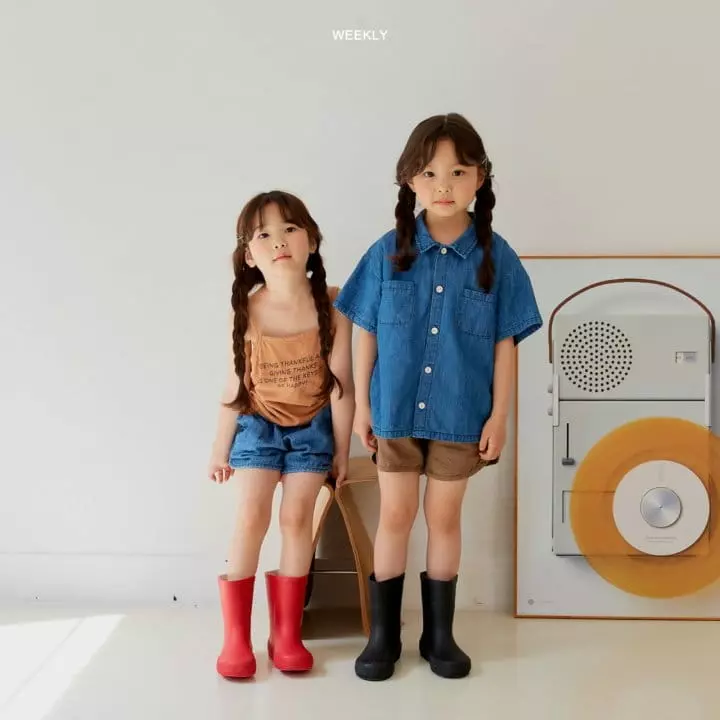 Weekly - Korean Children Fashion - #kidsshorts - Point Denim Shirt - 7