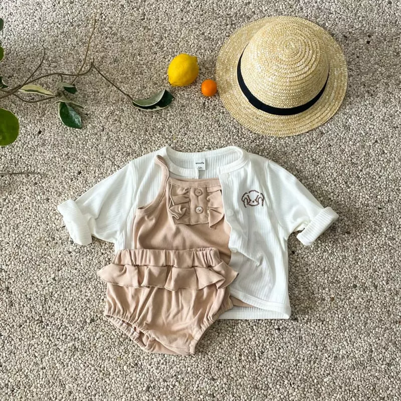 Woodie - Korean Baby Fashion - #babyfever - Bebe Frill Top Bottom Set