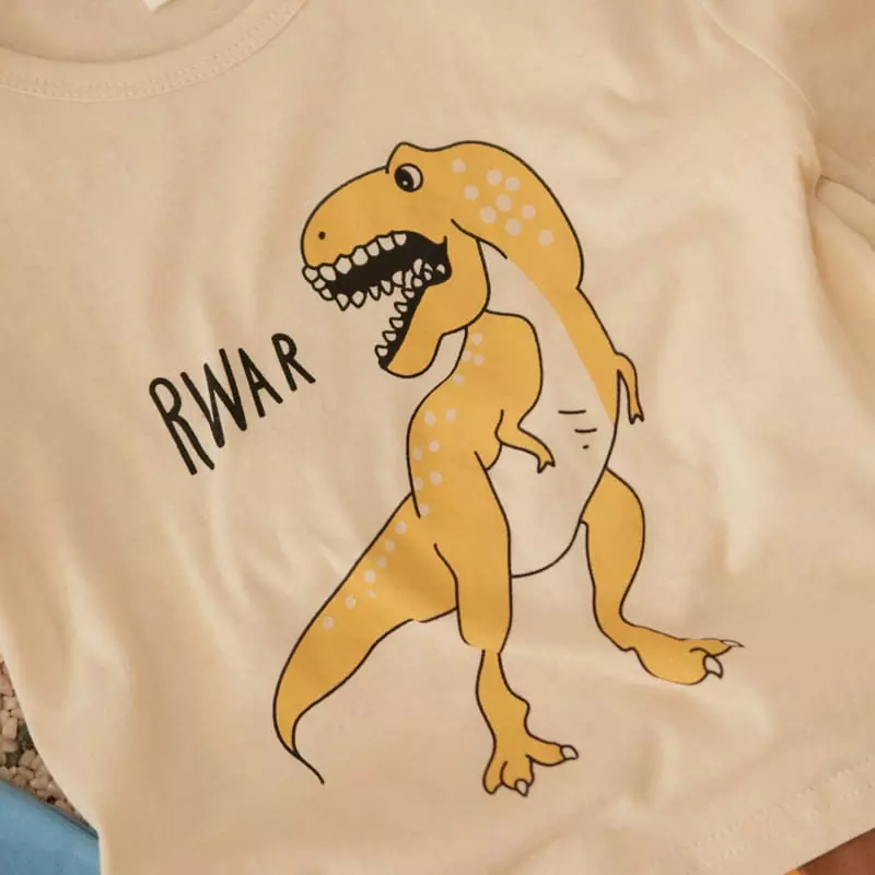 Woodie - Korean Children Fashion - #fashionkids - Dino Top Bottom Set - 5