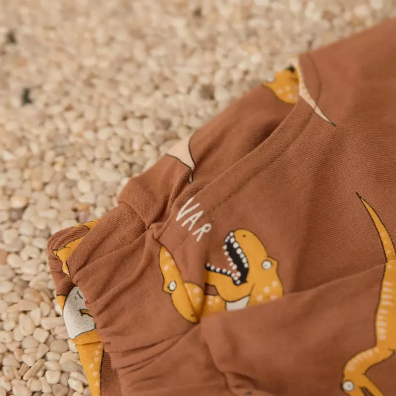 Woodie - Korean Children Fashion - #kidsshorts - Dino Top Bottom Set - 6