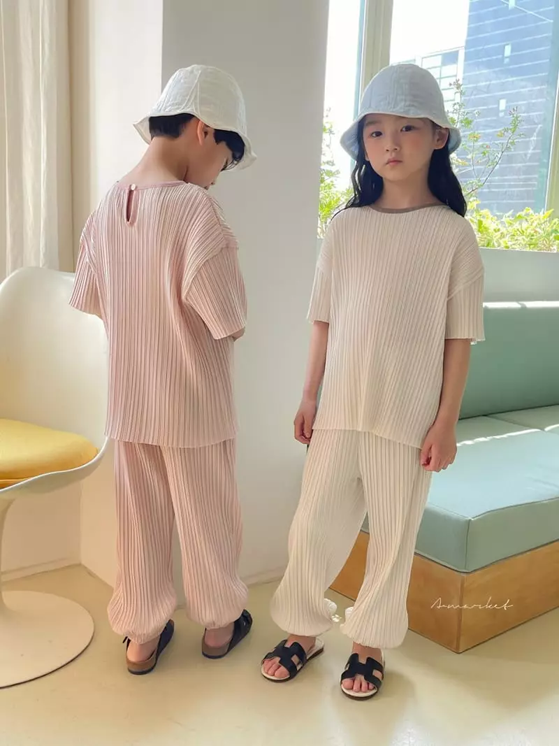 a-Market - Korean Children Fashion - #Kfashion4kids - Pleats Top Bottom Set - 10