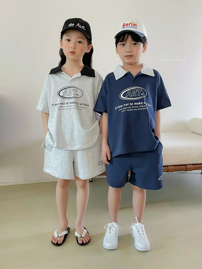 a-Market - Korean Children Fashion - #Kfashion4kids - Art Collar Top Bottom Set - 9