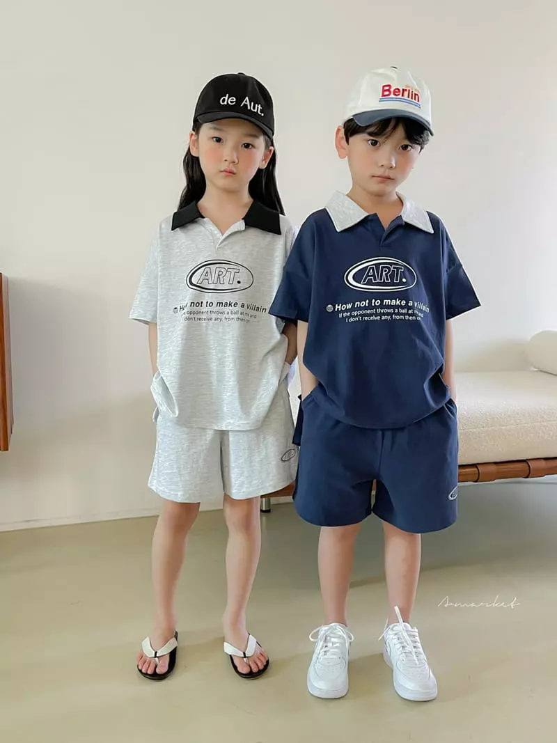 a-Market - Korean Children Fashion - #childofig - Art Collar Top Bottom Set