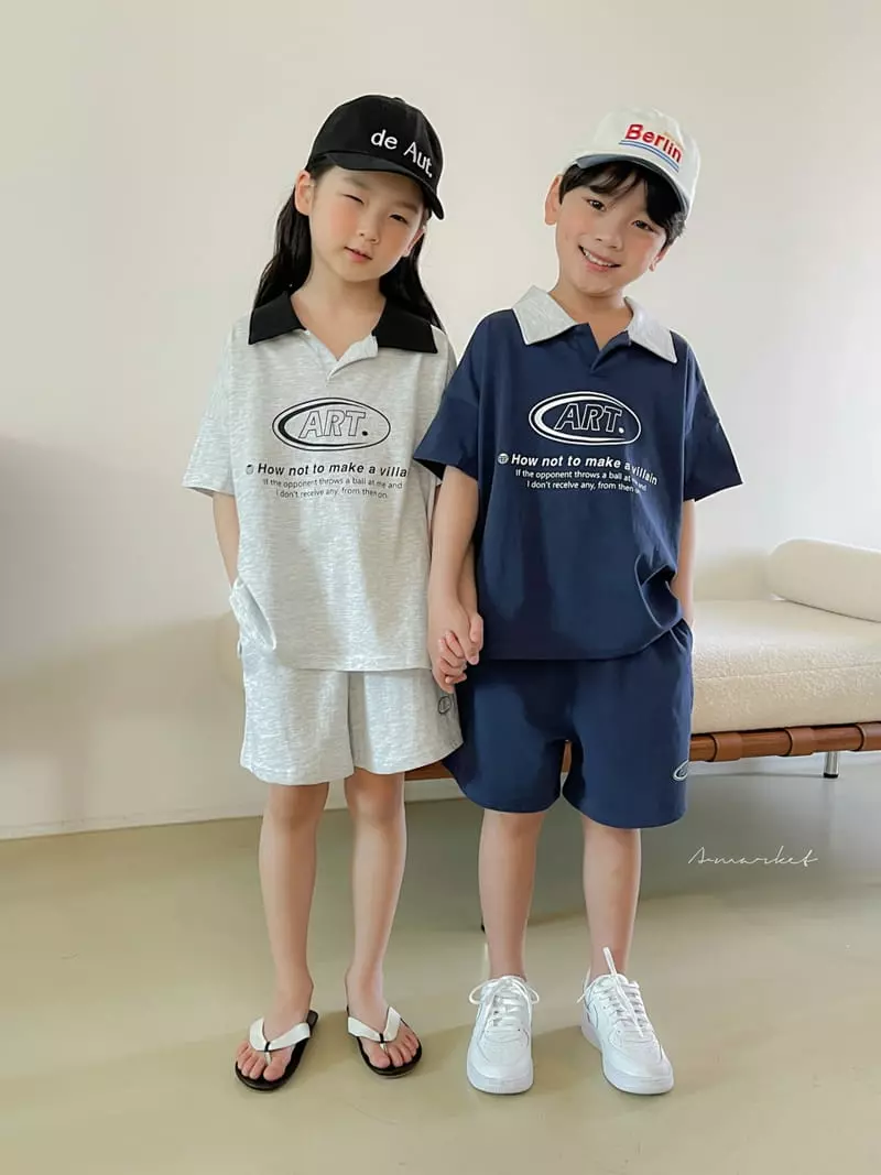a-Market - Korean Children Fashion - #designkidswear - Art Collar Top Bottom Set - 4