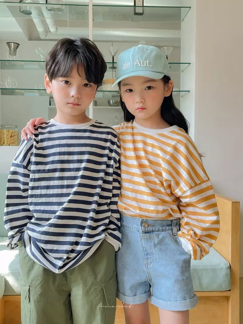 a-Market - Korean Children Fashion - #fashionkids - Pound Stripes Tee - 2