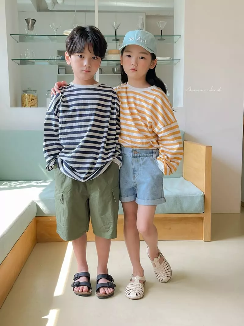 a-Market - Korean Children Fashion - #kidsshorts - Pound Stripes Tee - 3