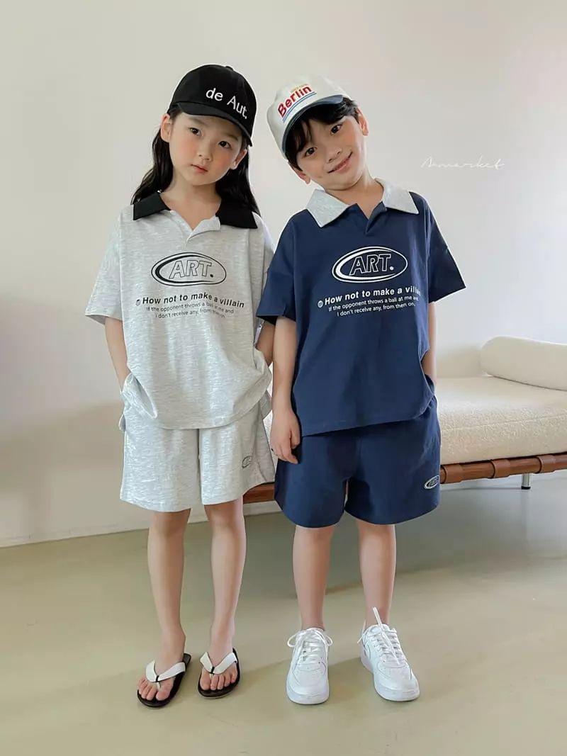 a-Market - Korean Children Fashion - #kidsstore - Art Collar Top Bottom Set - 7