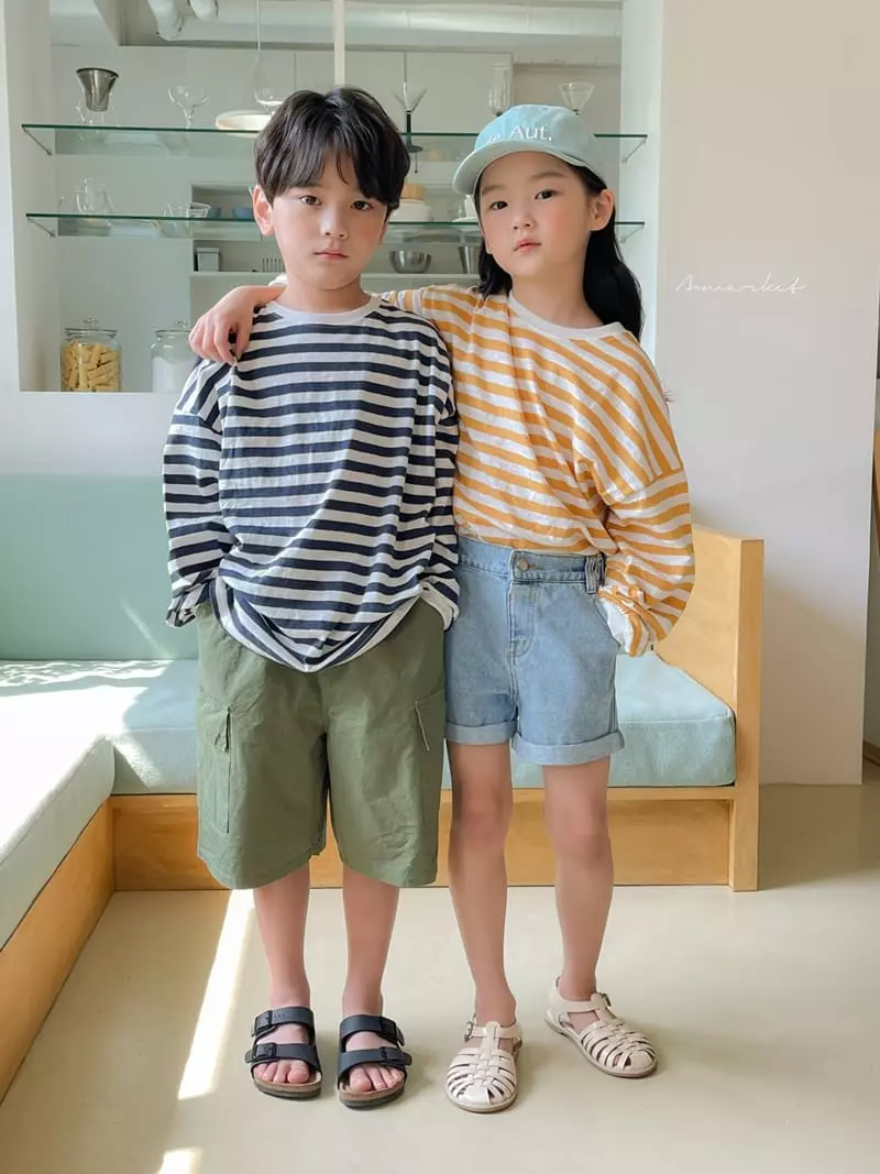a-Market - Korean Children Fashion - #kidsshorts - Pound Stripes Tee - 4