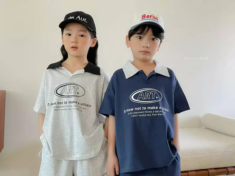 a-Market - Korean Children Fashion - #littlefashionista - Art Collar Top Bottom Set - 10