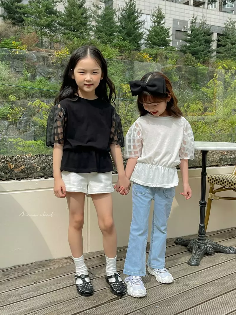 a-Market - Korean Children Fashion - #littlefashionista - Mesh Puff Blouse - 5
