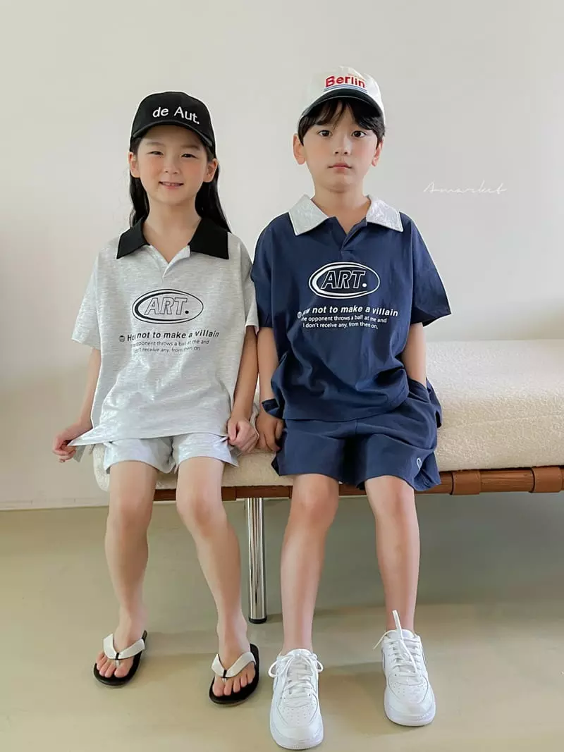 a-Market - Korean Children Fashion - #magicofchildhood - Art Collar Top Bottom Set - 11