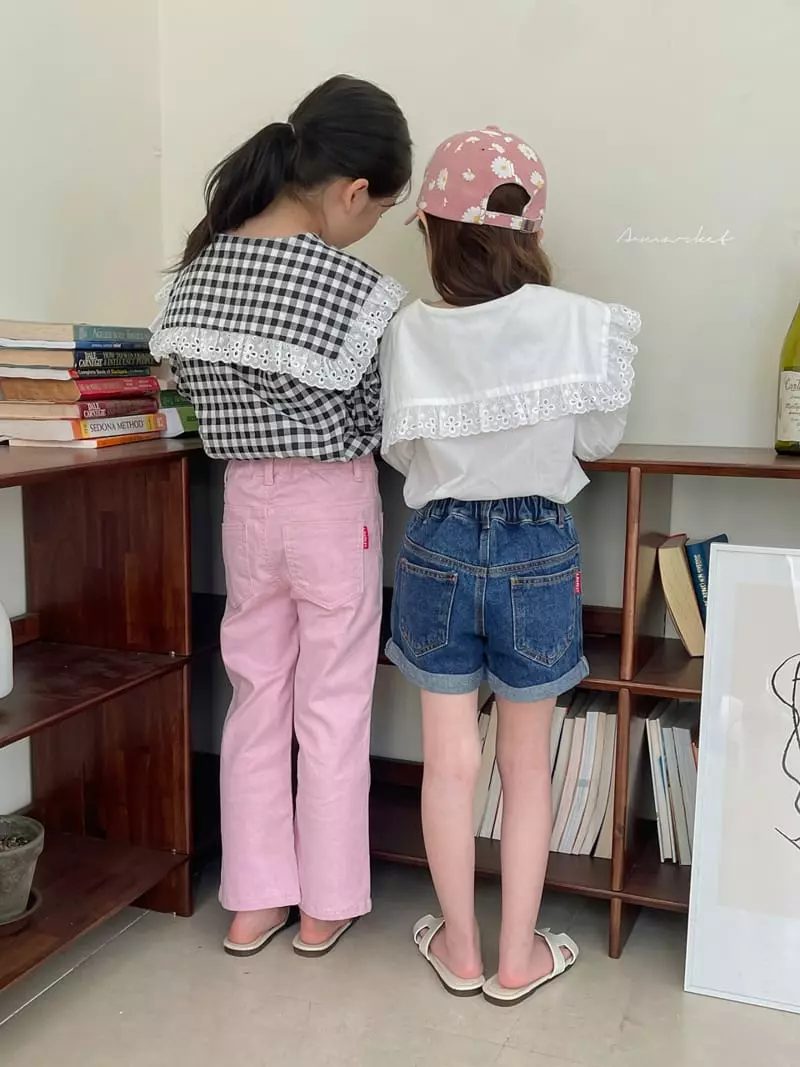a-Market - Korean Children Fashion - #prettylittlegirls - Lace Check Collar Blouse - 7