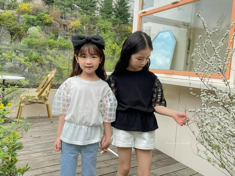 a-Market - Korean Children Fashion - #toddlerclothing - Mesh Puff Blouse - 10