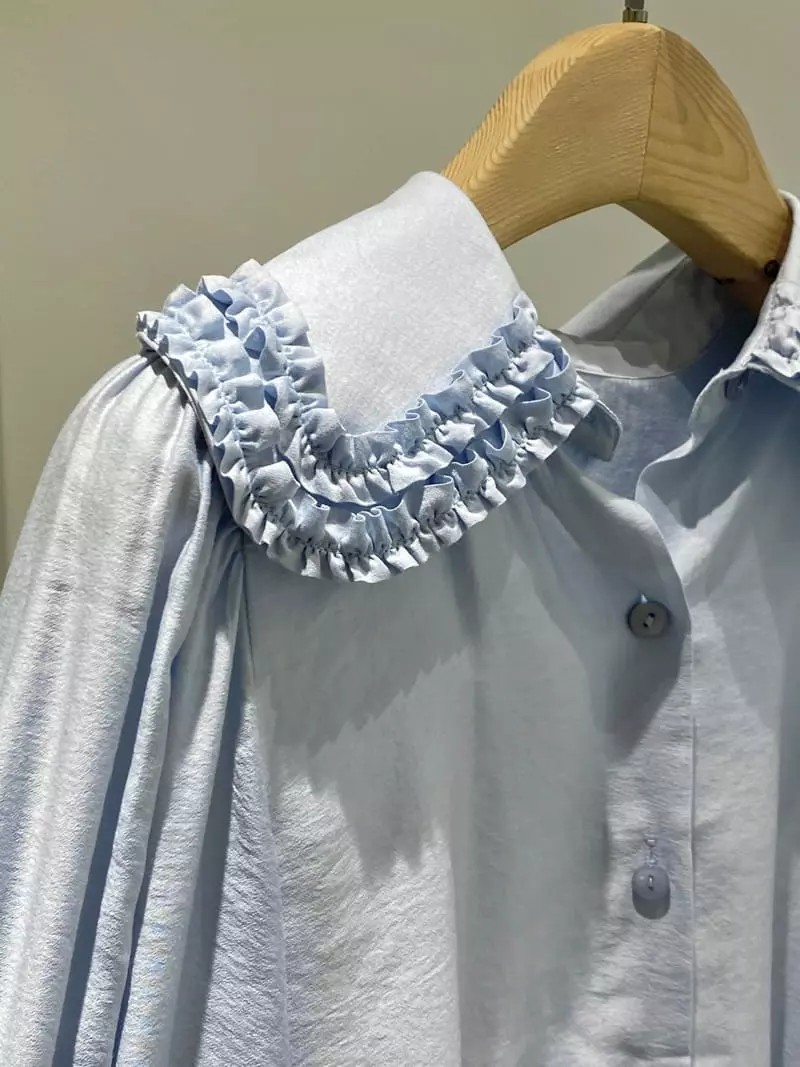 1968 - Korean Women Fashion - #womensfashion - Collar Frill Blouse