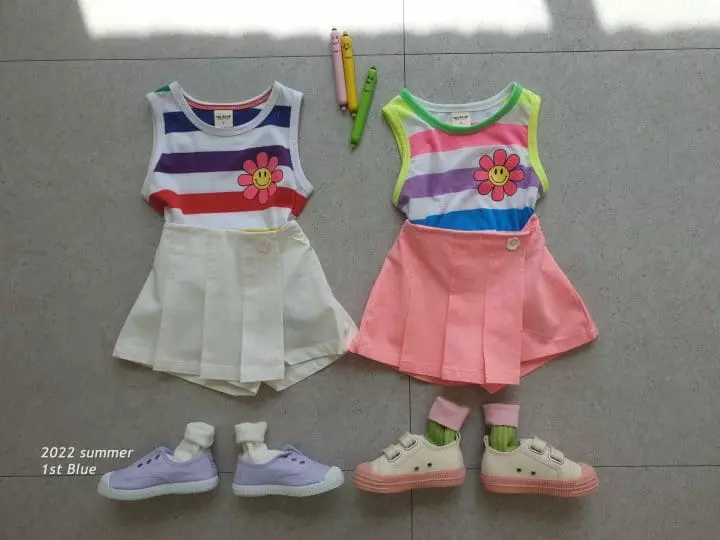 1st Blue - Korean Children Fashion - #littlefashionista - Rainbow Stripes Tee