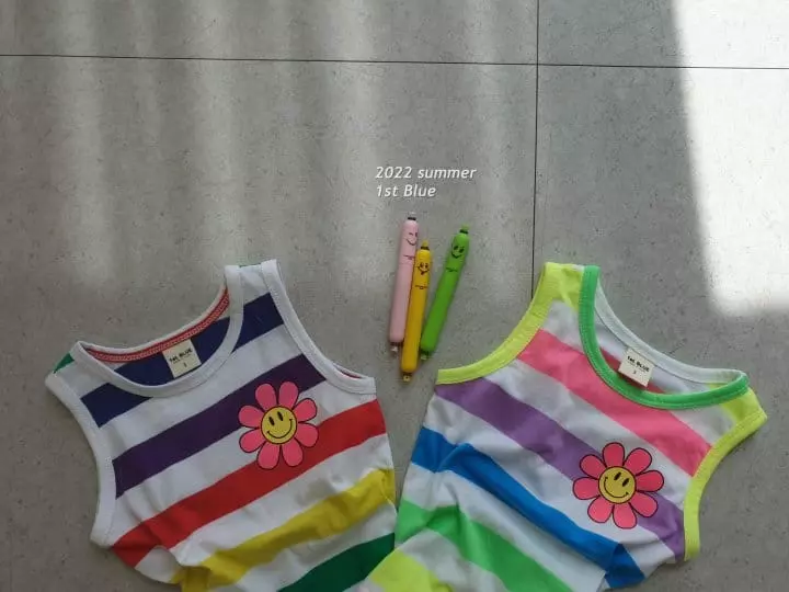 1st Blue - Korean Children Fashion - #stylishchildhood - Rainbow Stripes Tee - 7