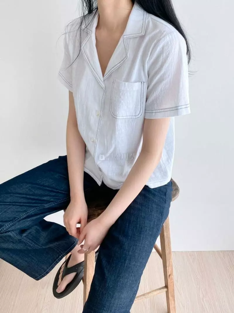 A-Me - Korean Women Fashion - #momslook - Pocket Shirt - 3