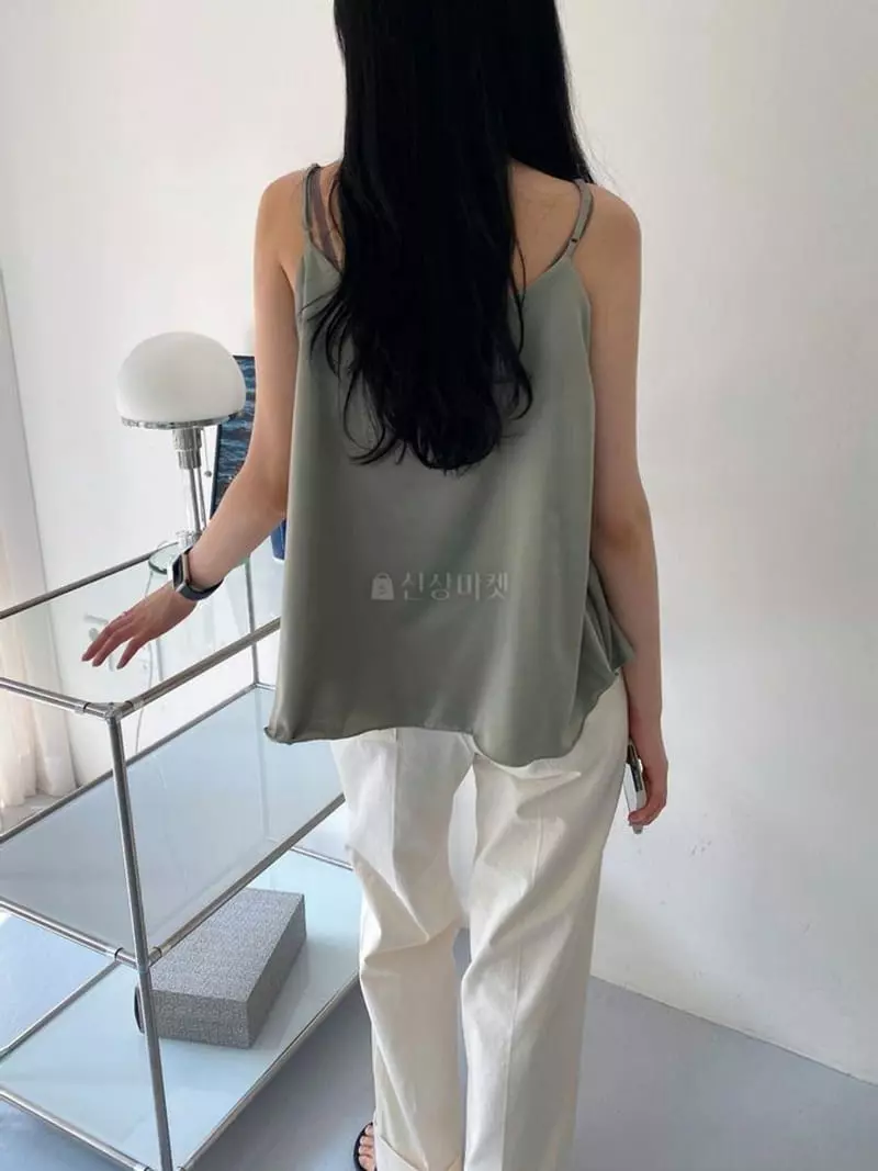 A-Me - Korean Women Fashion - #momslook - Satin Sleeveless - 3