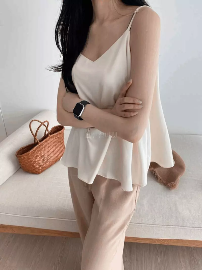 A-Me - Korean Women Fashion - #momslook - Satin Sleeveless - 5