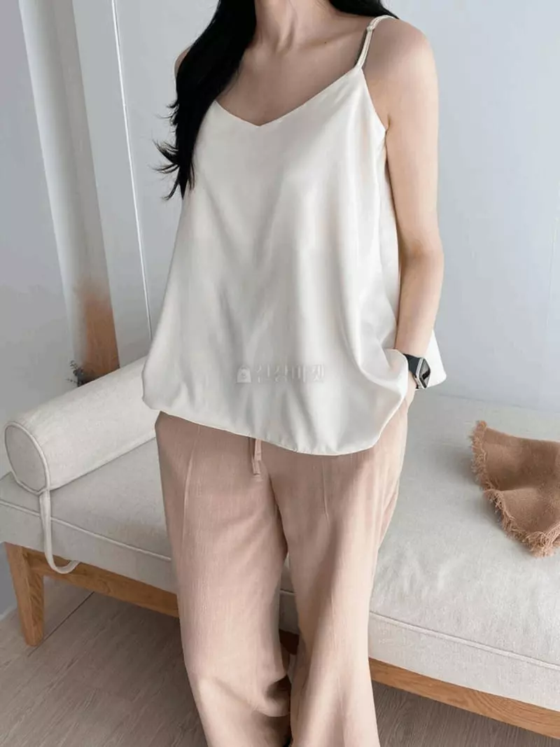 A-Me - Korean Women Fashion - #momslook - Satin Sleeveless - 7