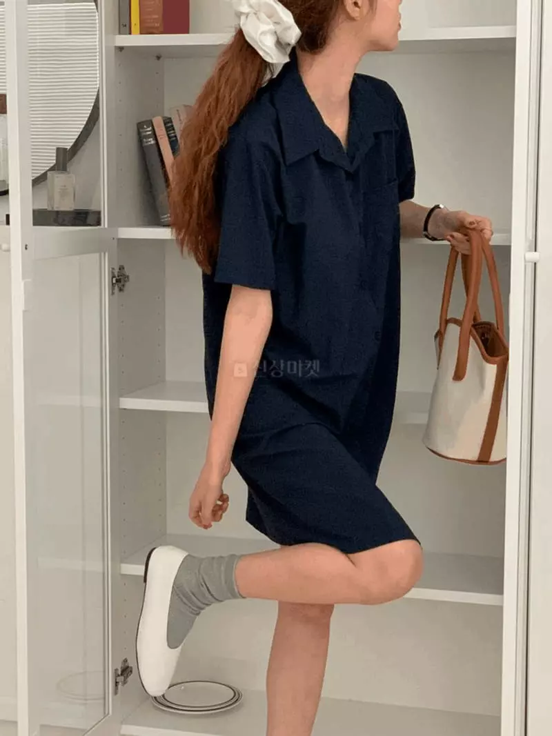 A-Me - Korean Women Fashion - #momslook - Mini Shirt One-piece - 8