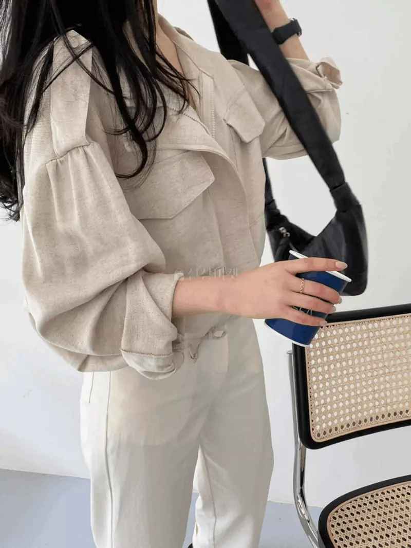A-Me - Korean Women Fashion - #momslook - Linen Field Jacket - 10