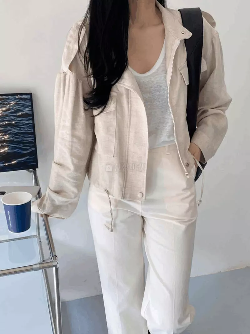 A-Me - Korean Women Fashion - #momslook - Linen Field Jacket - 11