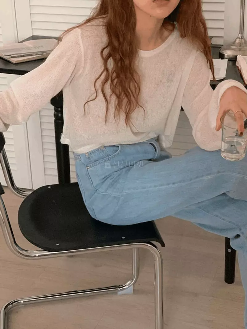 A-Me - Korean Women Fashion - #momslook - Linen Knit Tee - 6