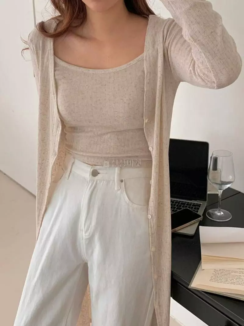A-Me - Korean Women Fashion - #momslook - Long Cardigan Set