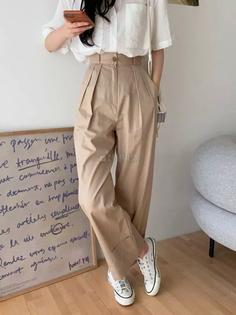 A-Me - Korean Women Fashion - #momslook - Roll Up Pants - 2