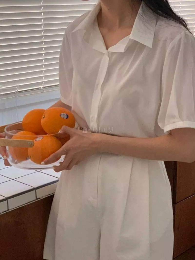 A-Me - Korean Women Fashion - #momslook - Roll Up Blouse