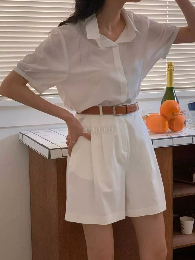 A-Me - Korean Women Fashion - #momslook - Roll Up Blouse - 2