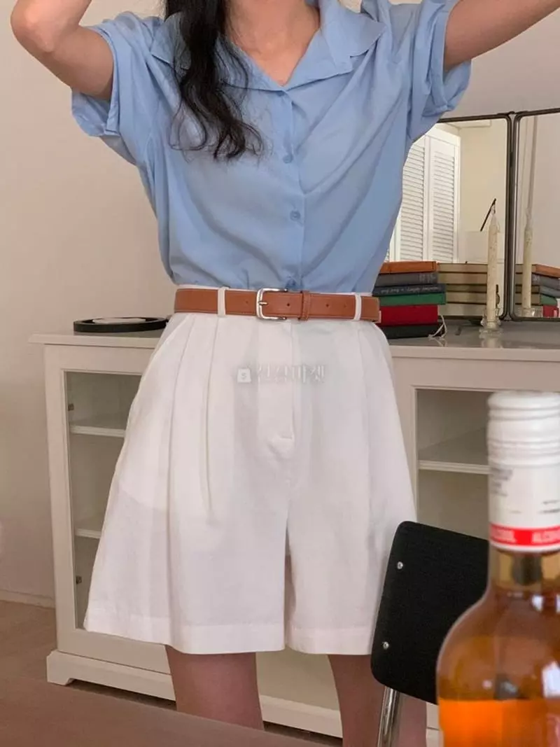 A-Me - Korean Women Fashion - #momslook - Roll Up Blouse - 3