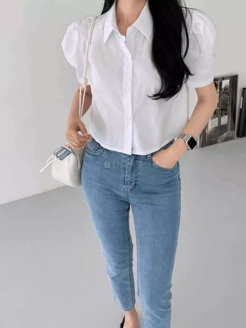 A-Me - Korean Women Fashion - #romanticstyle - Crop Shirt - 11