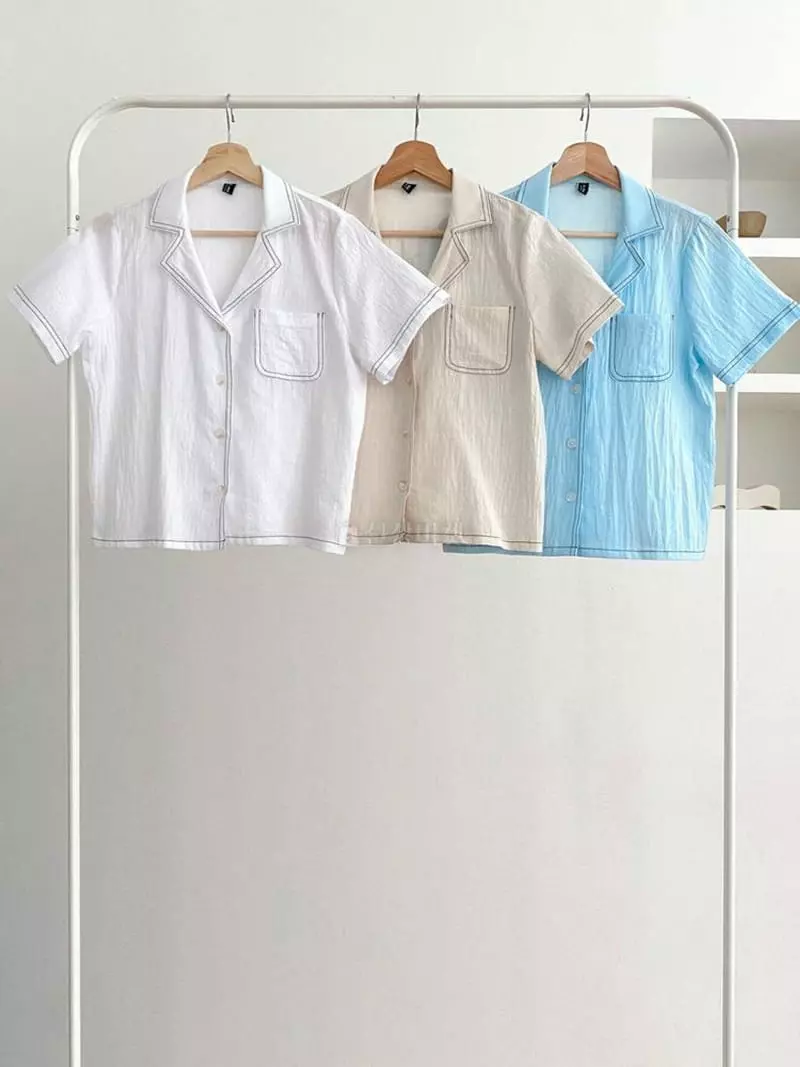 A-Me - Korean Women Fashion - #momslook - Pocket Shirt - 4