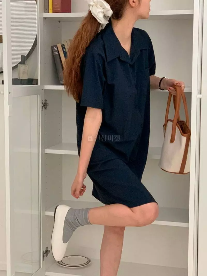 A-Me - Korean Women Fashion - #womensfashion - Mini Shirt One-piece - 3