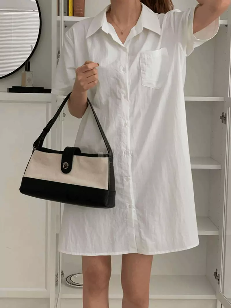 A-Me - Korean Women Fashion - #womensfashion - Mini Shirt One-piece - 5