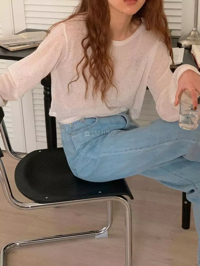 A-Me - Korean Women Fashion - #womensfashion - Linen Knit Tee